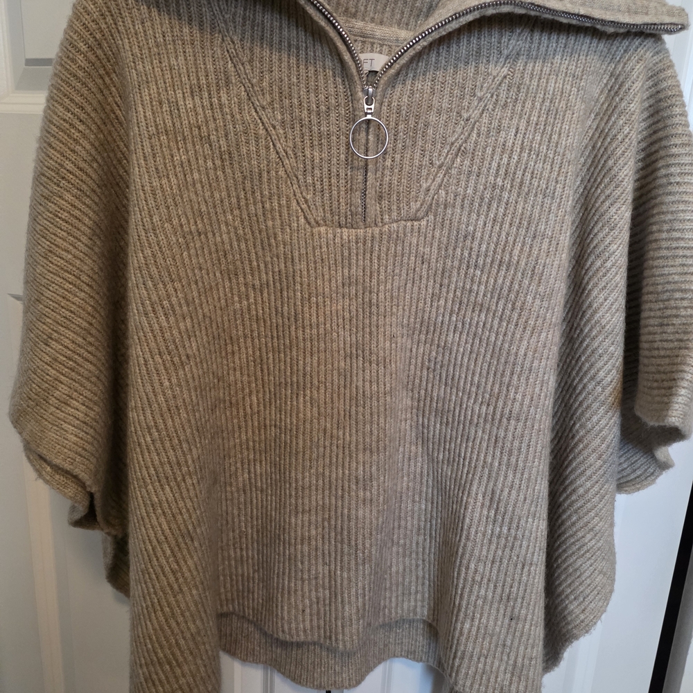 Cozy Ribbed Knit Poncho Sweater